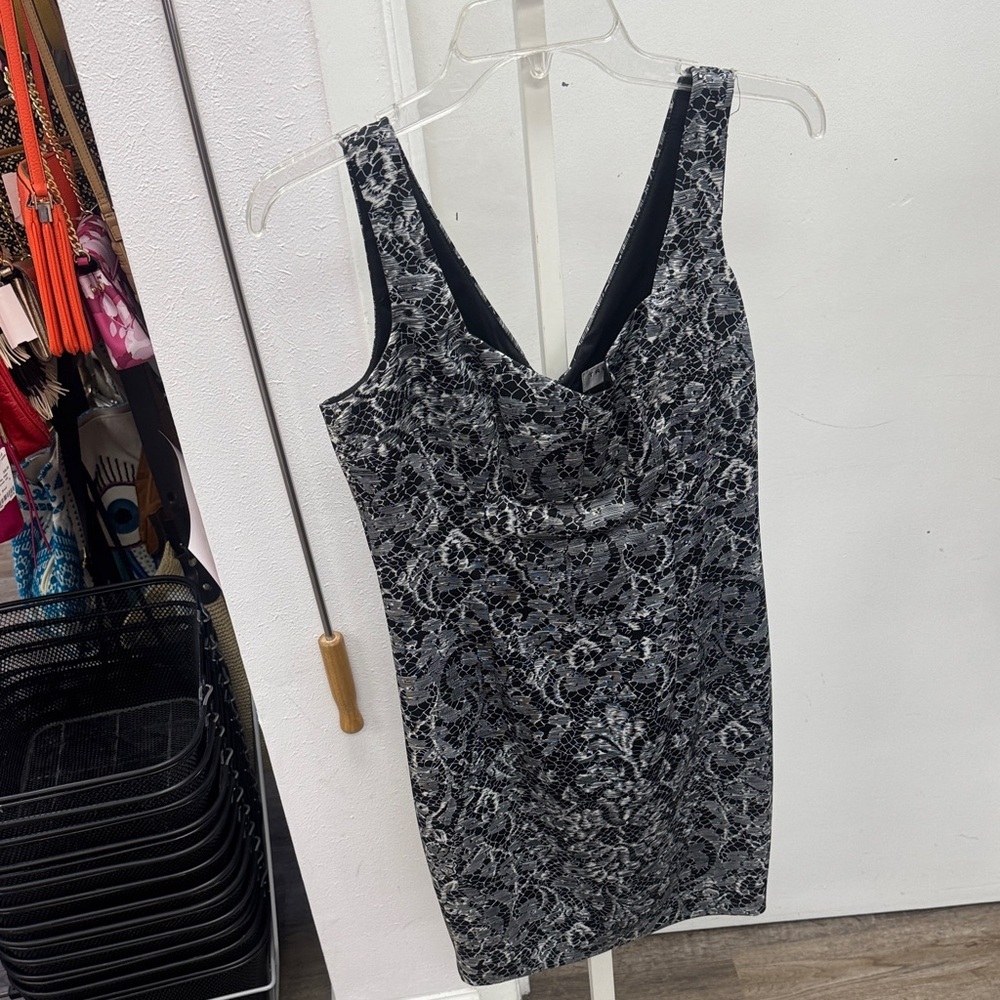 Trina Turk Black and Gray Mini Dress Size 4
